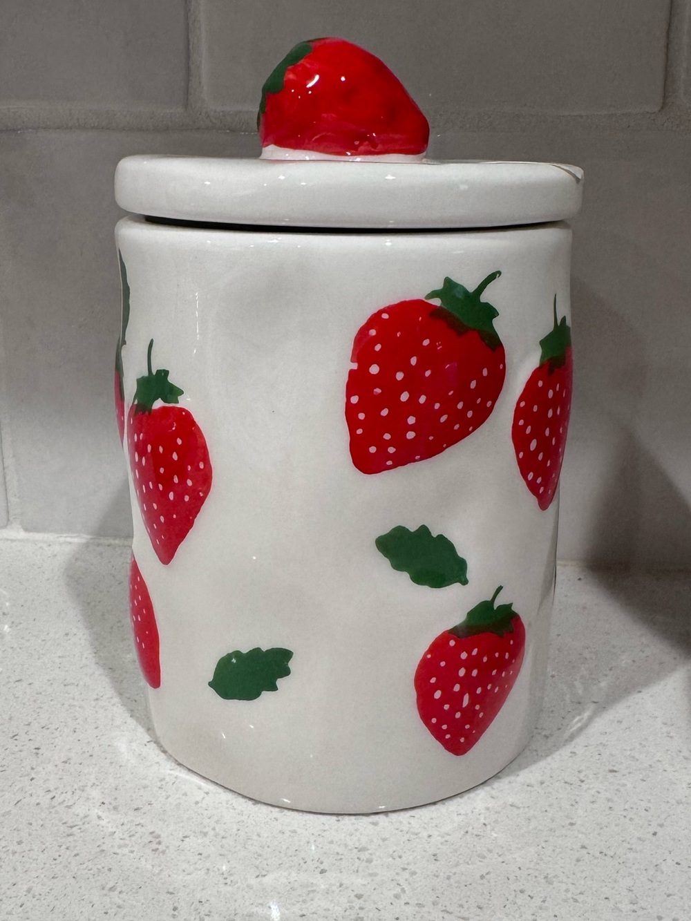 New Hand Painted Ceramic Strawberry Jar